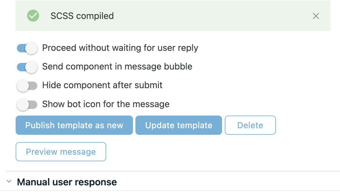 Custom templates library published control buttons preview