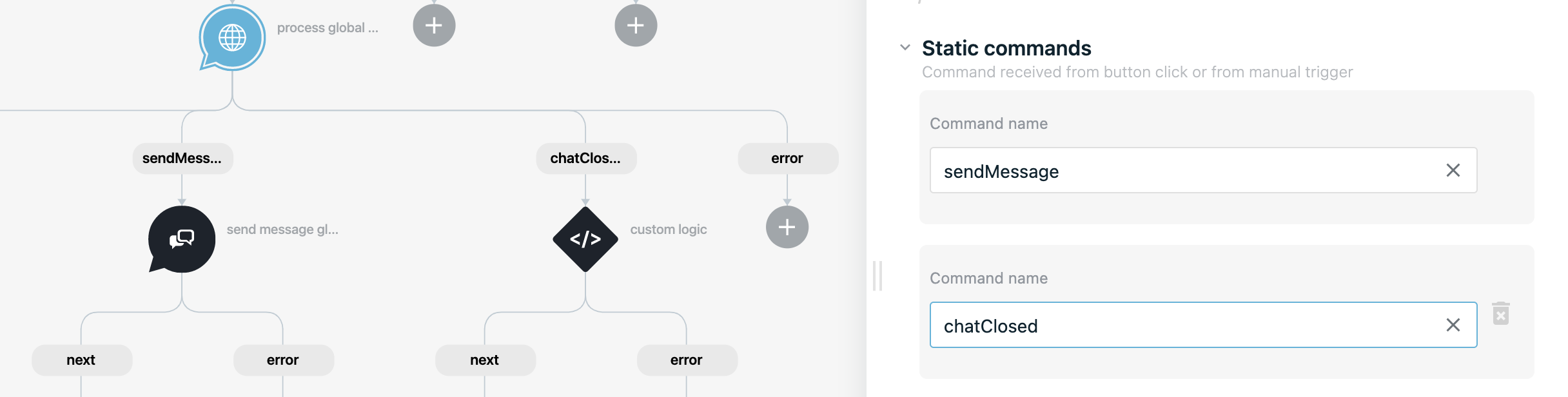 Static commands preview